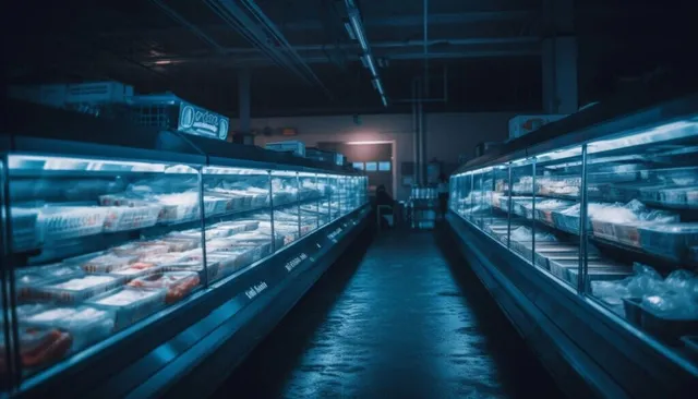 Refrigerated aisles in a supermarket managed for sustainable energy use